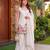 Offwhite french crepe embroidered & beads work kurta sharara set with chinon silk blend lace dupatta