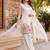 Offwhite french crepe embroidered & beads work kurta sharara set with chinon silk blend lace dupatta