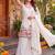 Offwhite french crepe embroidered & beads work kurta sharara set with chinon silk blend lace dupatta