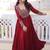 Maroon color faux georgette embroidered gown