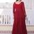 Maroon color faux georgette embroidered gown