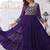 Purple color faux georgette embroidered gown