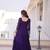 Purple color faux georgette embroidered gown