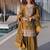 Golden green chiffon embroidered top sharara dupatta set full stitched