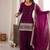 Wine color fancy silk embroidered farsi top set full stitched