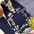 Navy blue satin rayon kaftan set with dupatta