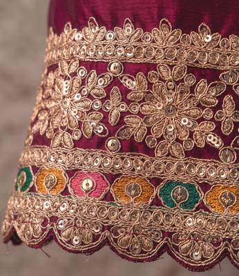 Magenta premium chinon kurta palazzo set with dupatta 2