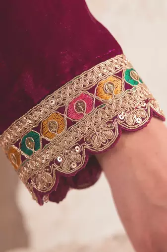 Magenta premium chinon kurta palazzo set with dupatta