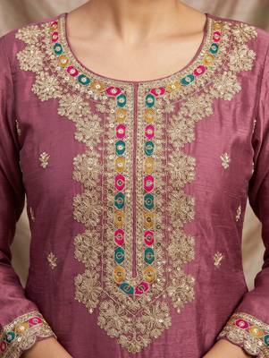 Mauve premium chinon kurta palazzo set with dupatta 2