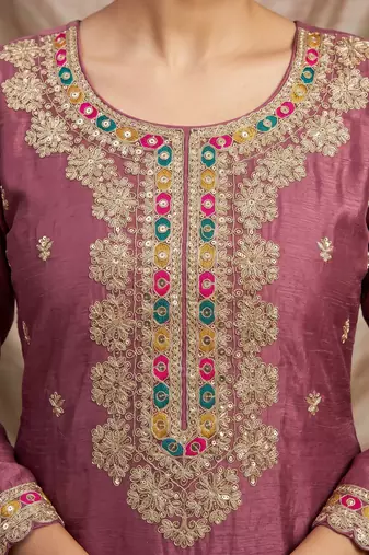 Mauve premium chinon kurta palazzo set with dupatta