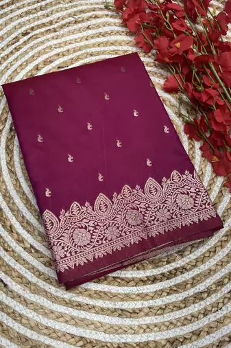 Pink soft banarasi silk blend  saree with self weaving design zari weaving pallu and blouse