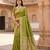 Parrot green soft banarasi silk blend  saree with self weaving design zari weaving pallu and blouse