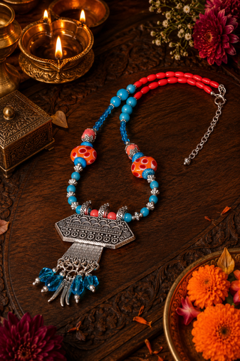 Bohemian German Silver Pendant Necklace