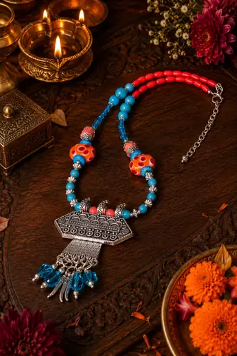 Bohemian German Silver Pendant Necklace