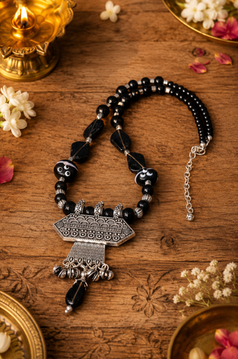 Handcrafted tribal charm beaded necklace