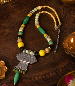 Vintage ethnic beaded pendant necklace