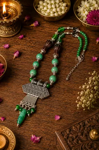 Classic boho german silver necklace
