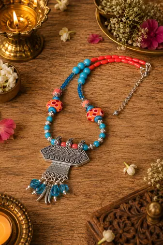 Bohemian German Silver Pendant Necklace