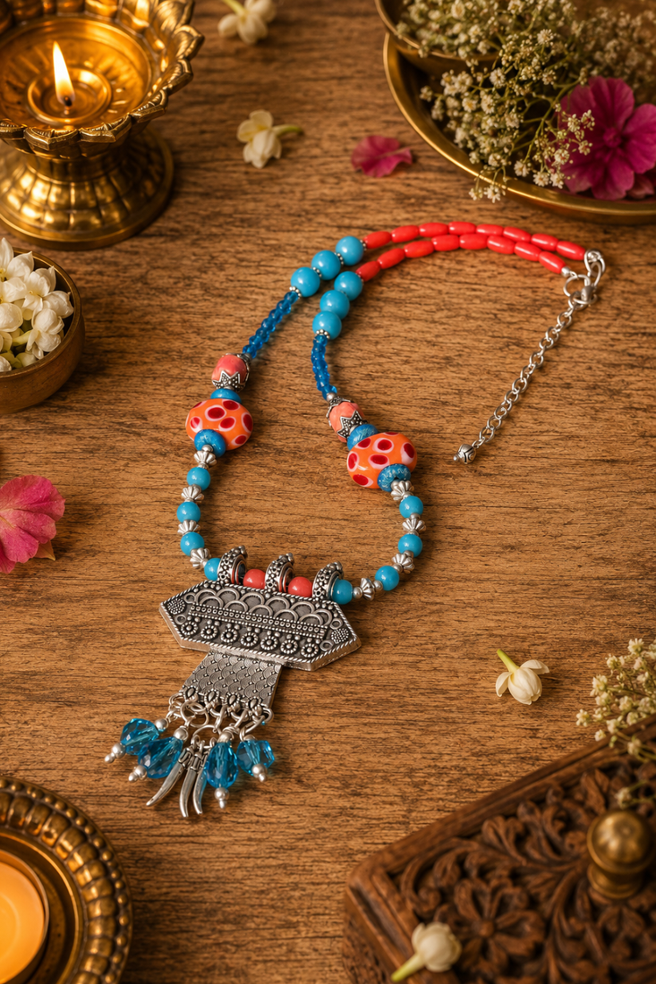 Bohemian German Silver Pendant Necklace