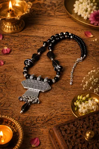 Handcrafted tribal charm beaded necklace