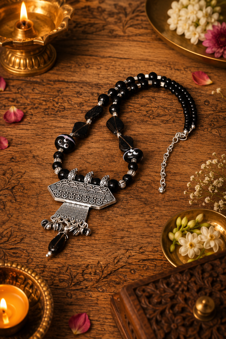 Handcrafted tribal charm beaded necklace