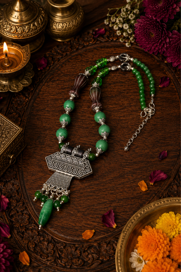 Classic boho german silver necklace