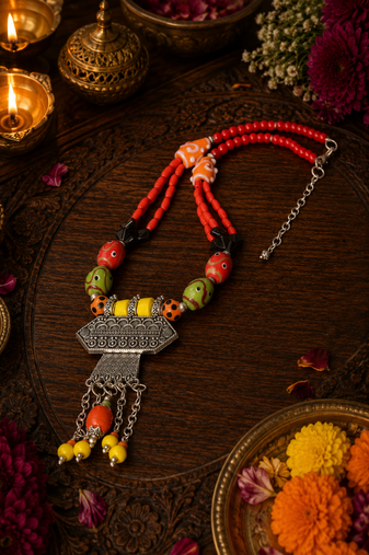 Ethnic elegance beaded fashion necklace