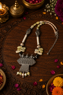 Designer beaded german silver necklace 1