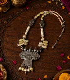 Designer beaded german silver necklace