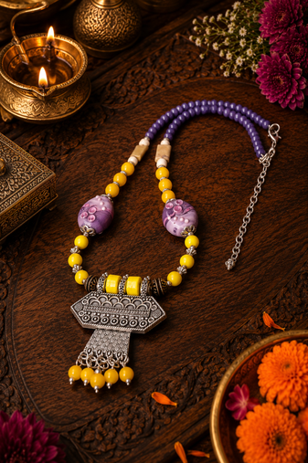 Boho chic statement pendant necklace
