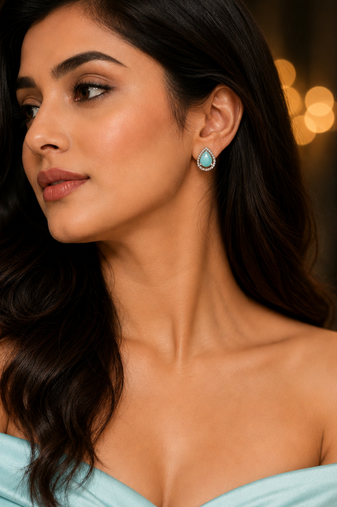 Mint mist teardrop studs