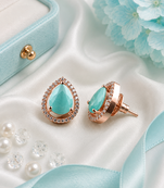 Rose gold finish mint aura teardrop studs