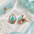 Rose gold finish mint aura teardrop studs