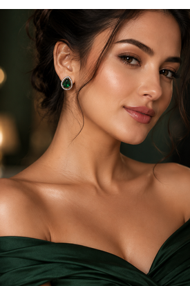 Emerald Glow Teardrop Studs 2