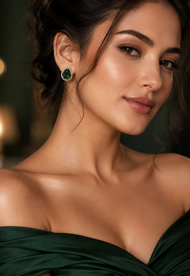 Emerald Glow Teardrop Studs