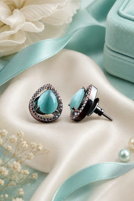 Mint mist teardrop studs 2