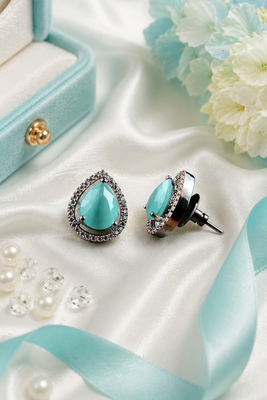 Mint mist teardrop studs 3