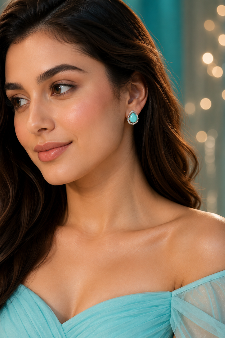 Mint mist teardrop studs