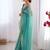 Aqua blue soft dual shade gold net saree with sequence lace border