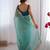 Aqua blue soft dual shade gold net saree with sequence lace border
