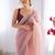 Baby pink soft dual shade gold net saree with sequence lace border