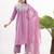 Lilac vertical silk blend embroidered kurta pant set with banarasi dupatta