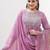 Lilac vertical silk blend embroidered kurta pant set with banarasi dupatta