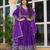 Purple american silk blend embroidered gown set with dupatta