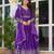 Purple american silk blend embroidered gown set with dupatta