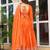 Orange american silk blend embroidered gown set with dupatta