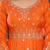 Orange american silk blend embroidered gown set with dupatta
