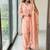 Peach satin mul chanderi farshi palazzo set with dupatta