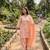 Peach satin mul chanderi farshi palazzo set with dupatta