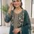Teal green roman kurta palazzo set with organza dupatta